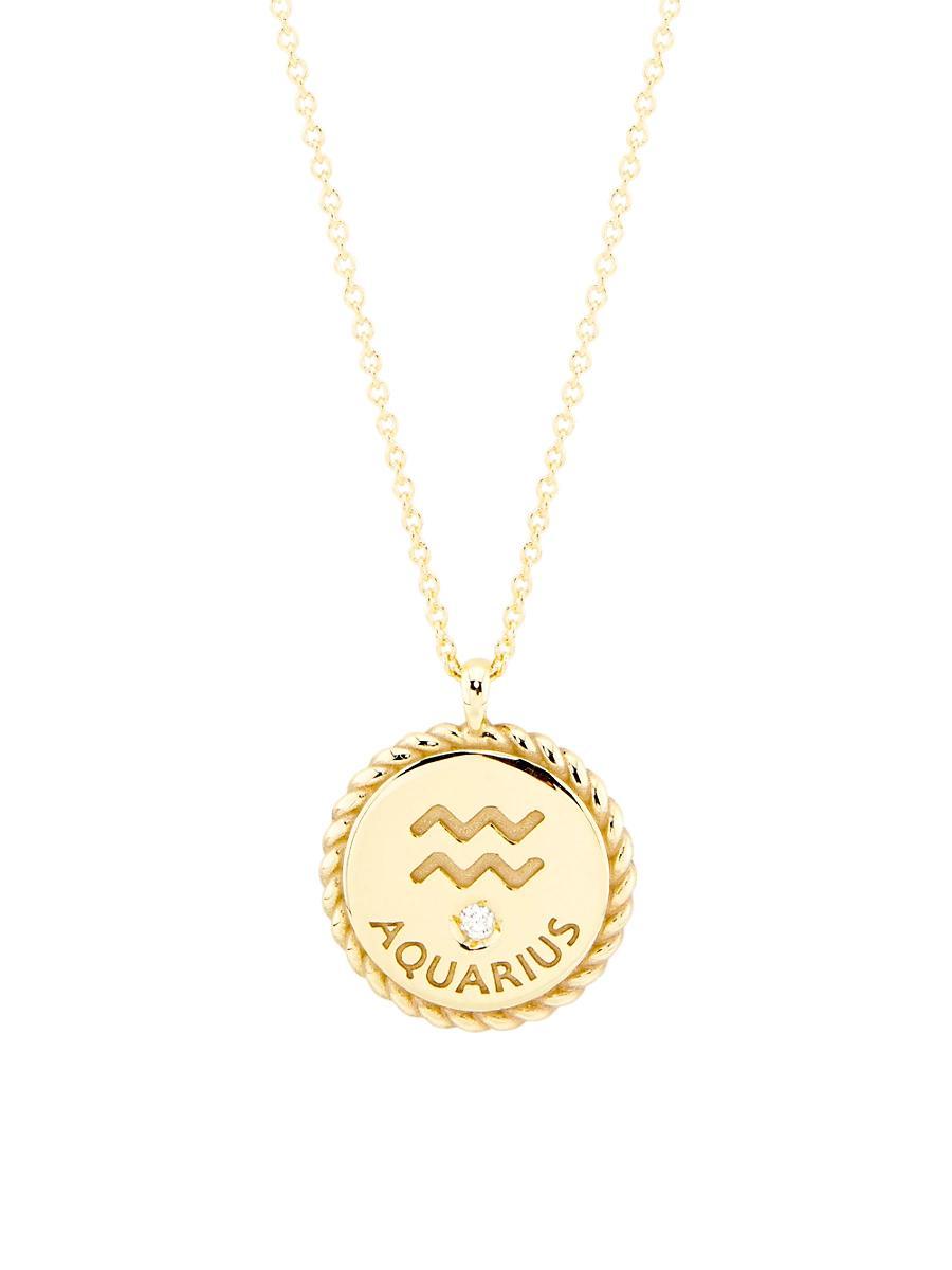 Womens 14K Gold & Diamond Star Sign Pendant Necklace Product Image