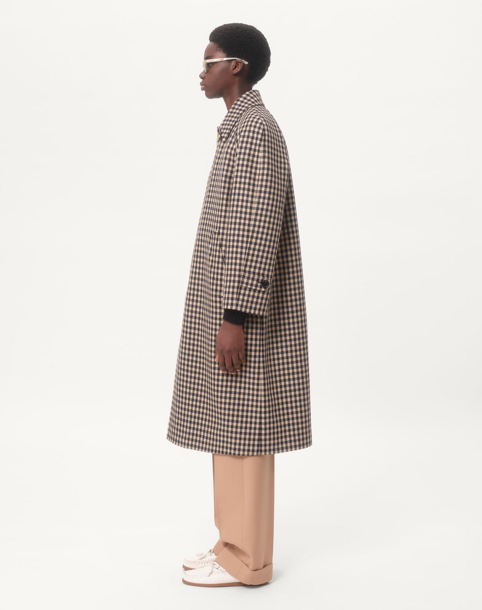 Single-Breasted Cotton And Wool Coat With Vichy Pattern Product Image