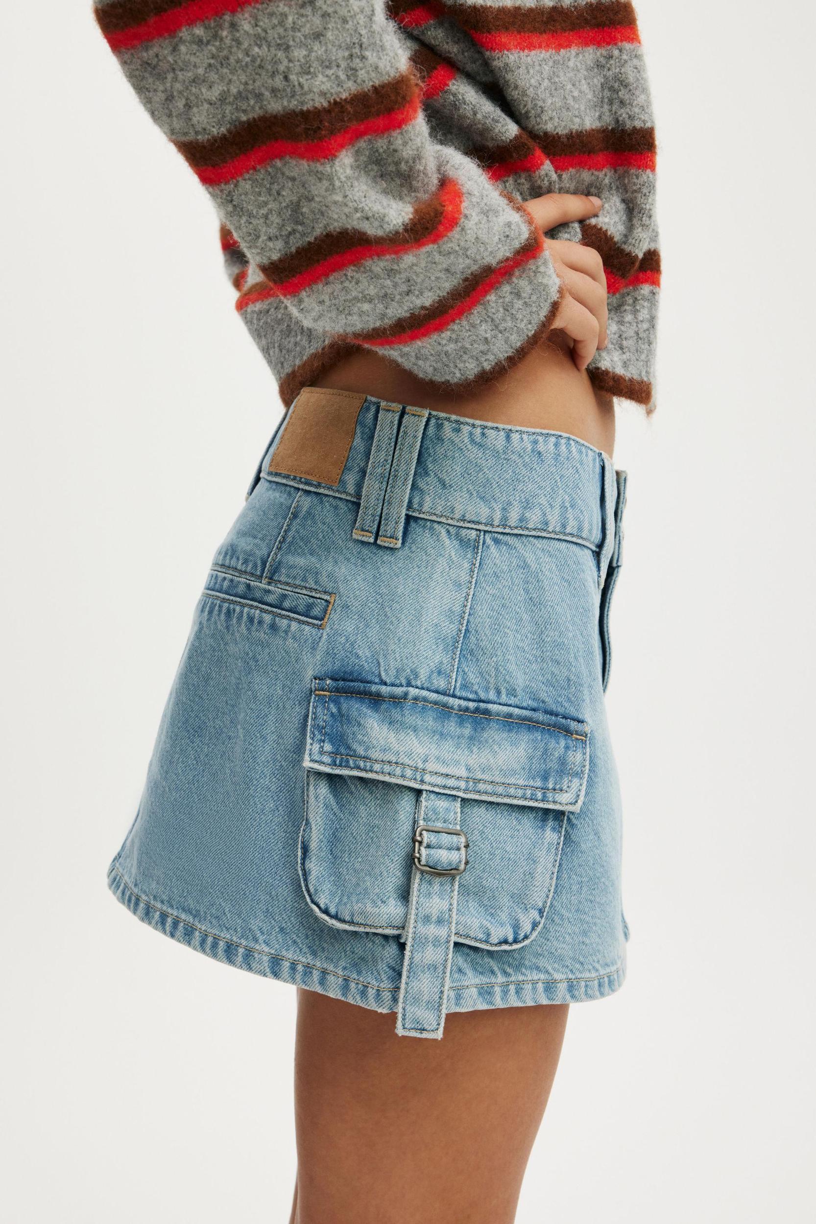 Cargo Denim Mini Skirt Product Image