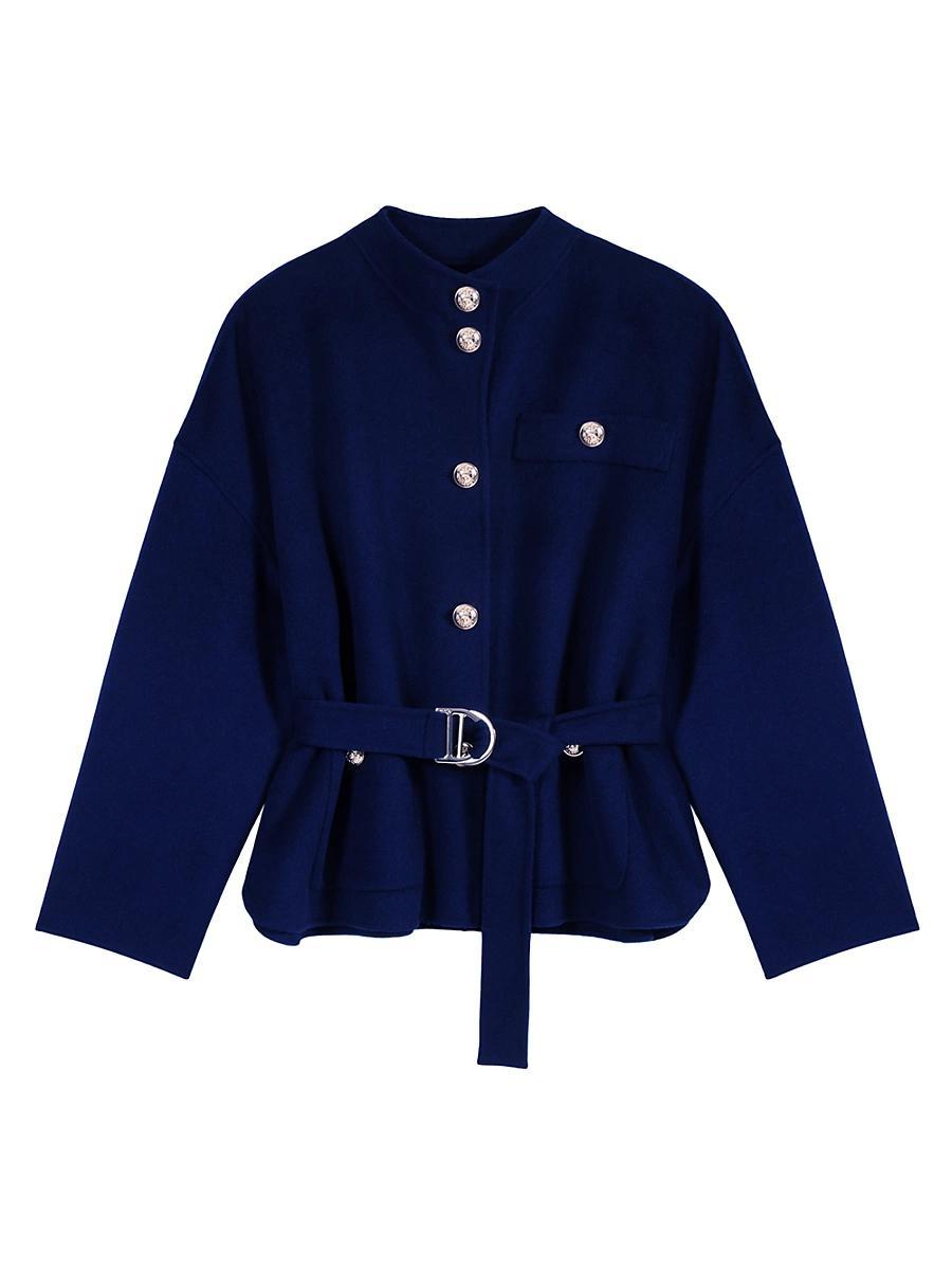 Womens Belted Short Wool Coat Product Image