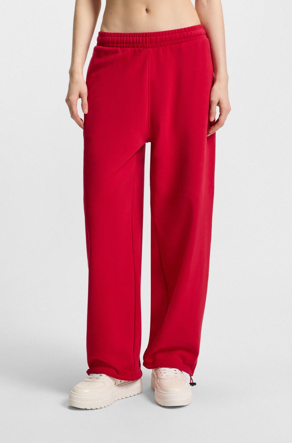 HUGO - Baggy-fit tracksuit bottoms in peached cotton - Dark Red Product Image