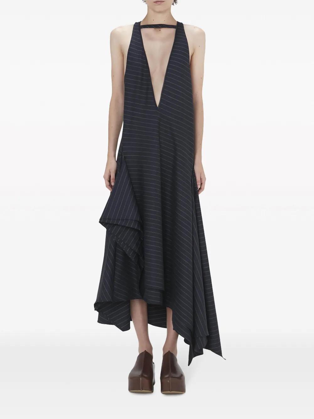 JW ANDERSON V- Neck Panelled Dress In Blue Product Image