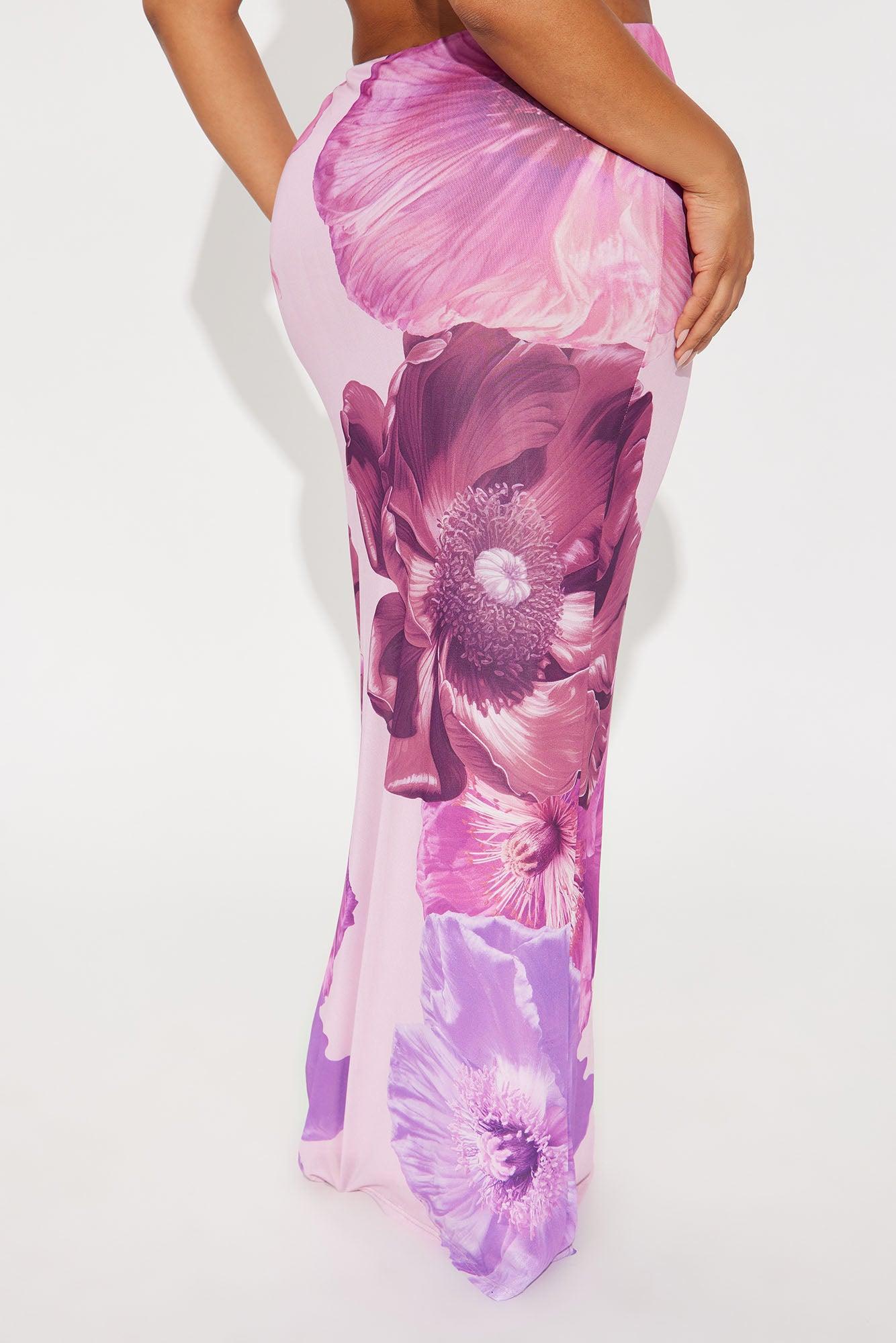 Take A Breath Mesh Maxi Skirt - Purple/combo Product Image