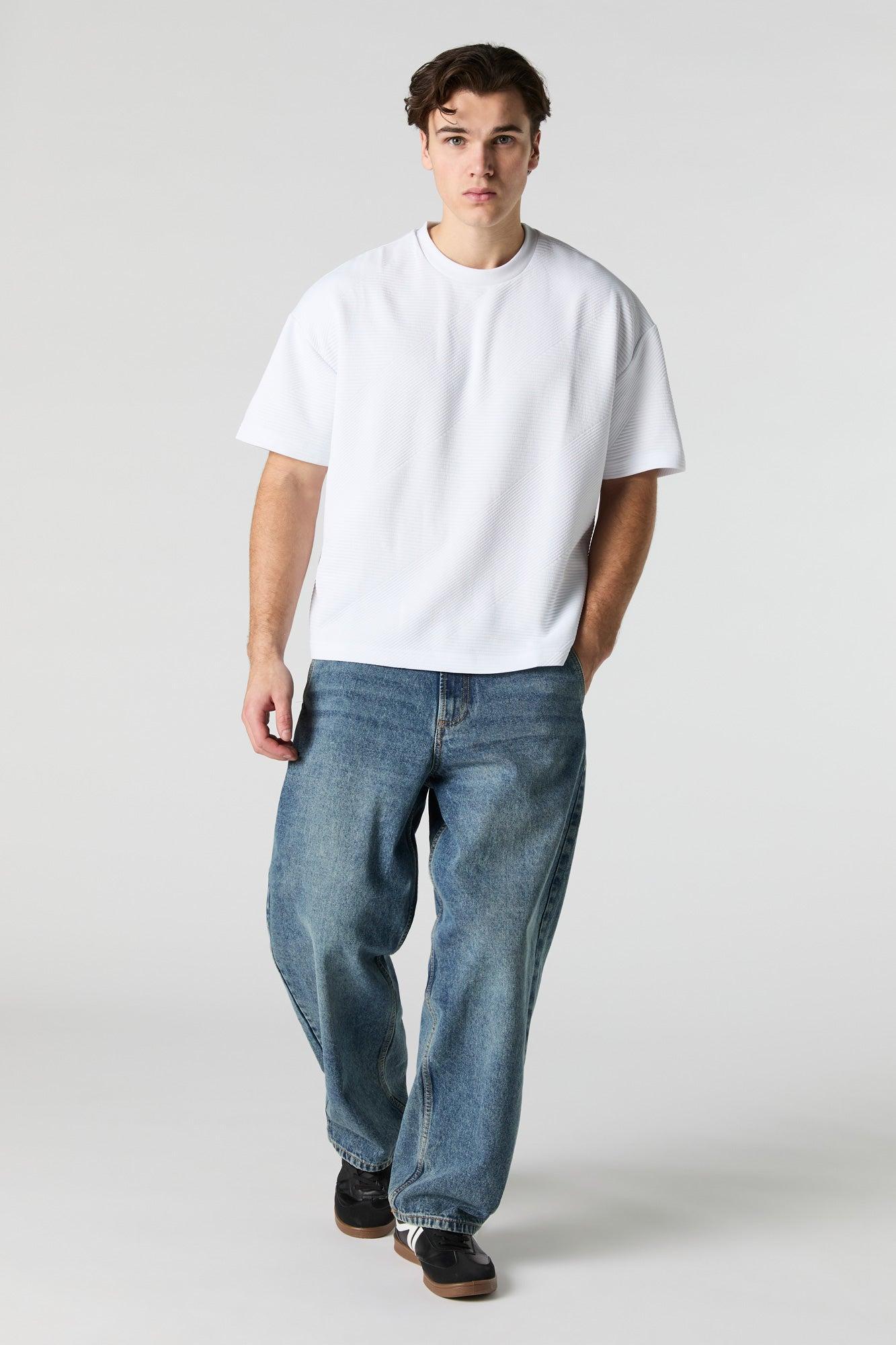 Ribbed Textured Relaxed T-Shirt Male Product Image