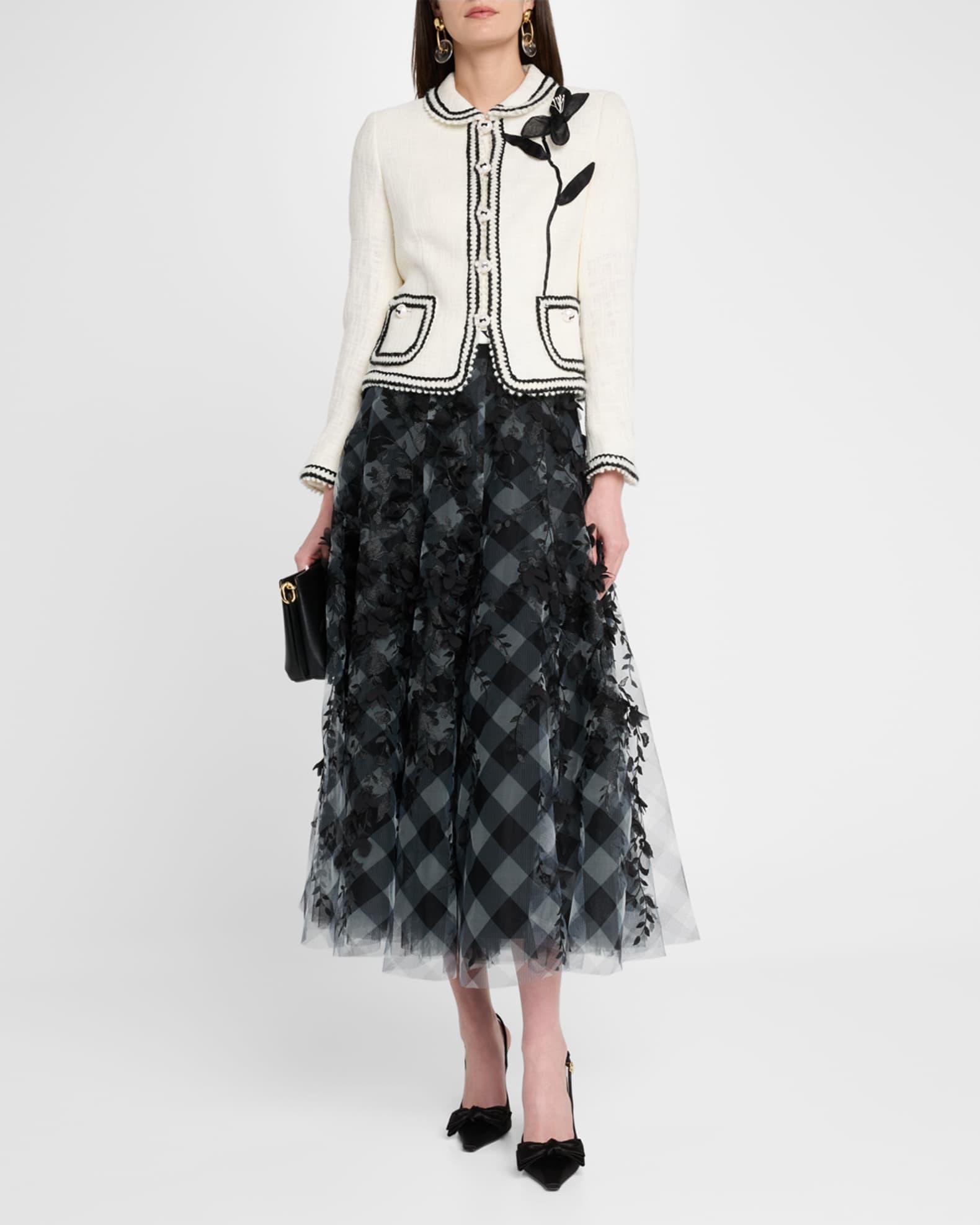 Peter-Pan Collar Cotton-Blend Jacket With Flower Product Image