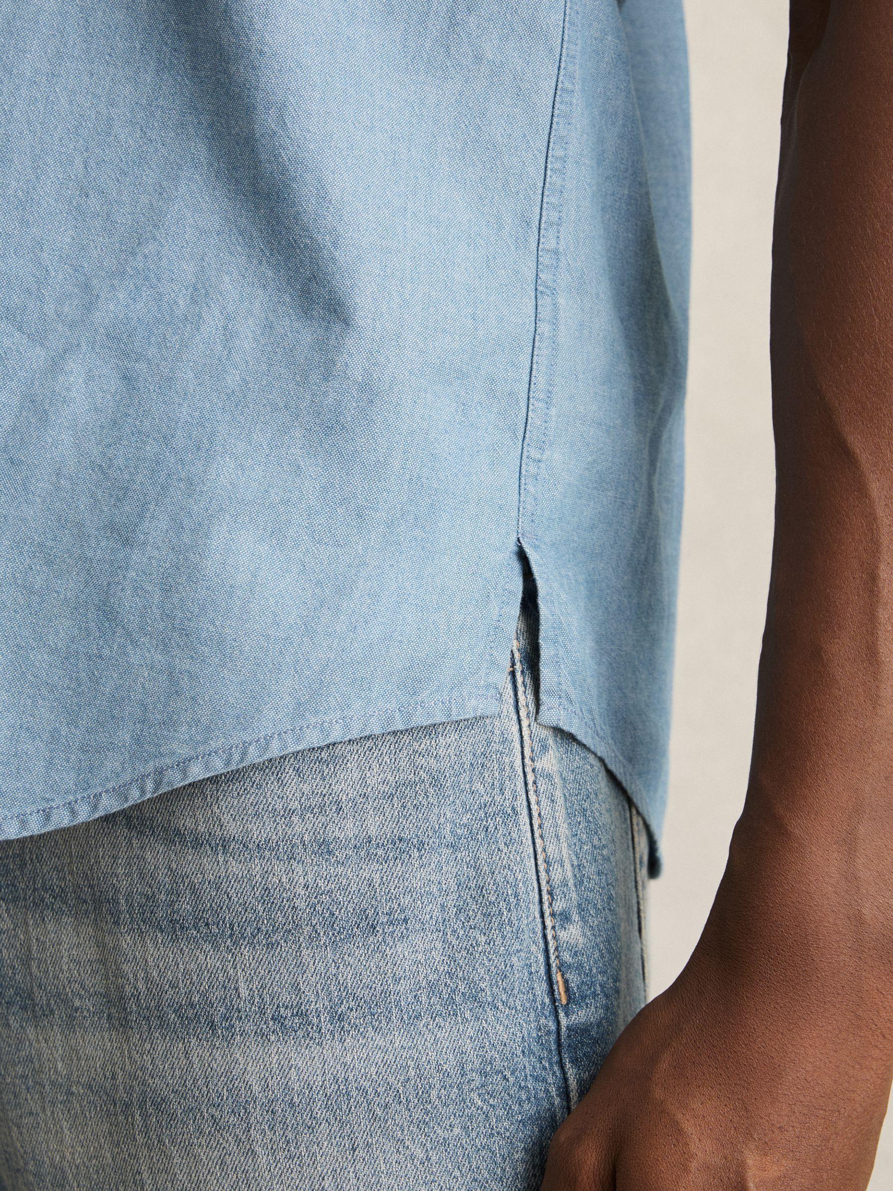 Cotton Cutaway-Collar Denim Shirt in Light Wash Indigo Product Image