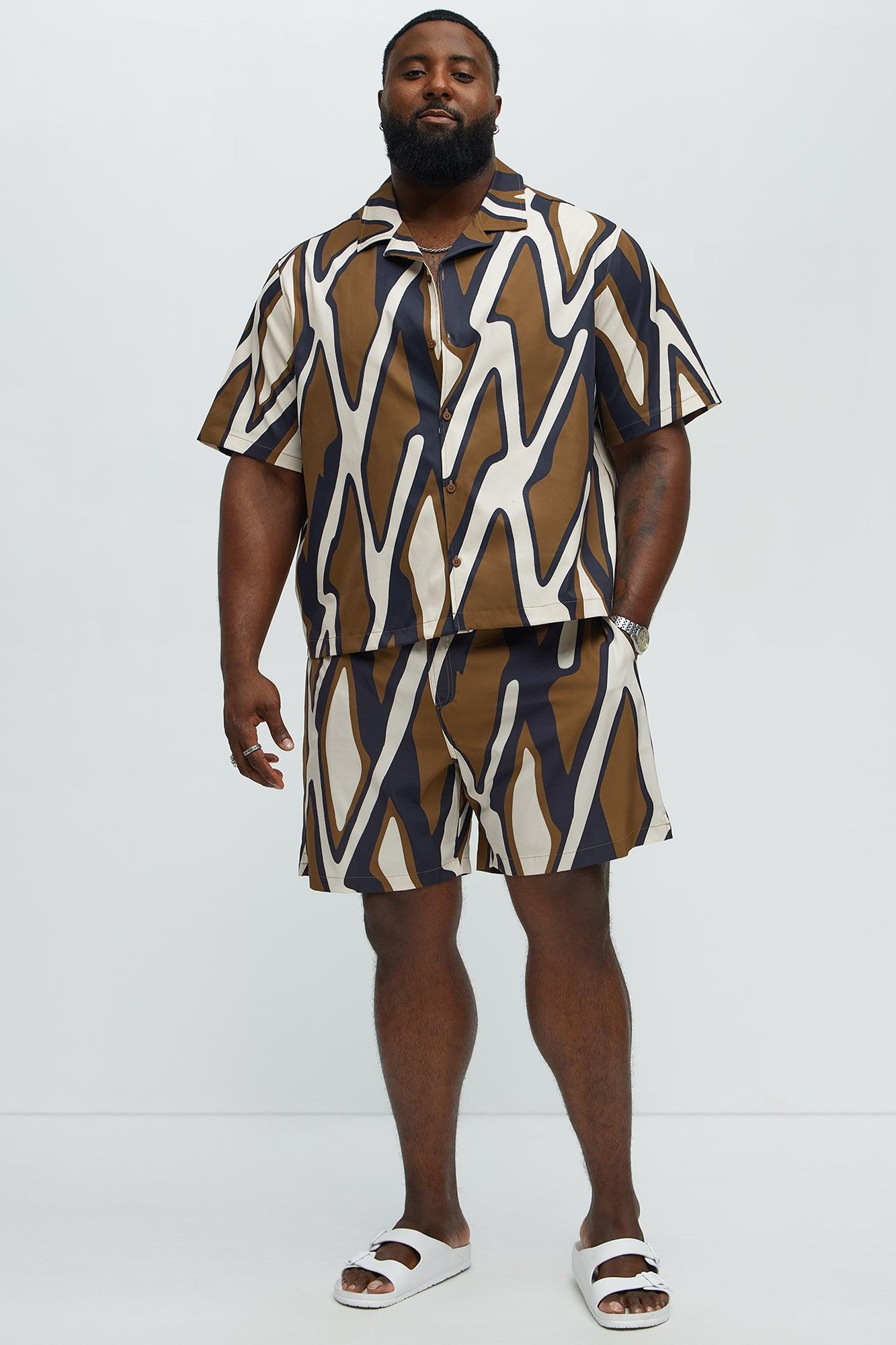 Chaos Current Printed Swim Classic Trunk - Brown/combo Product Image