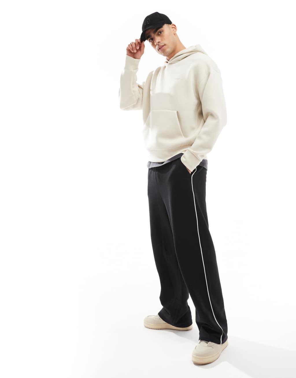 Jack & Jones oversized scuba hoodie in cream Product Image