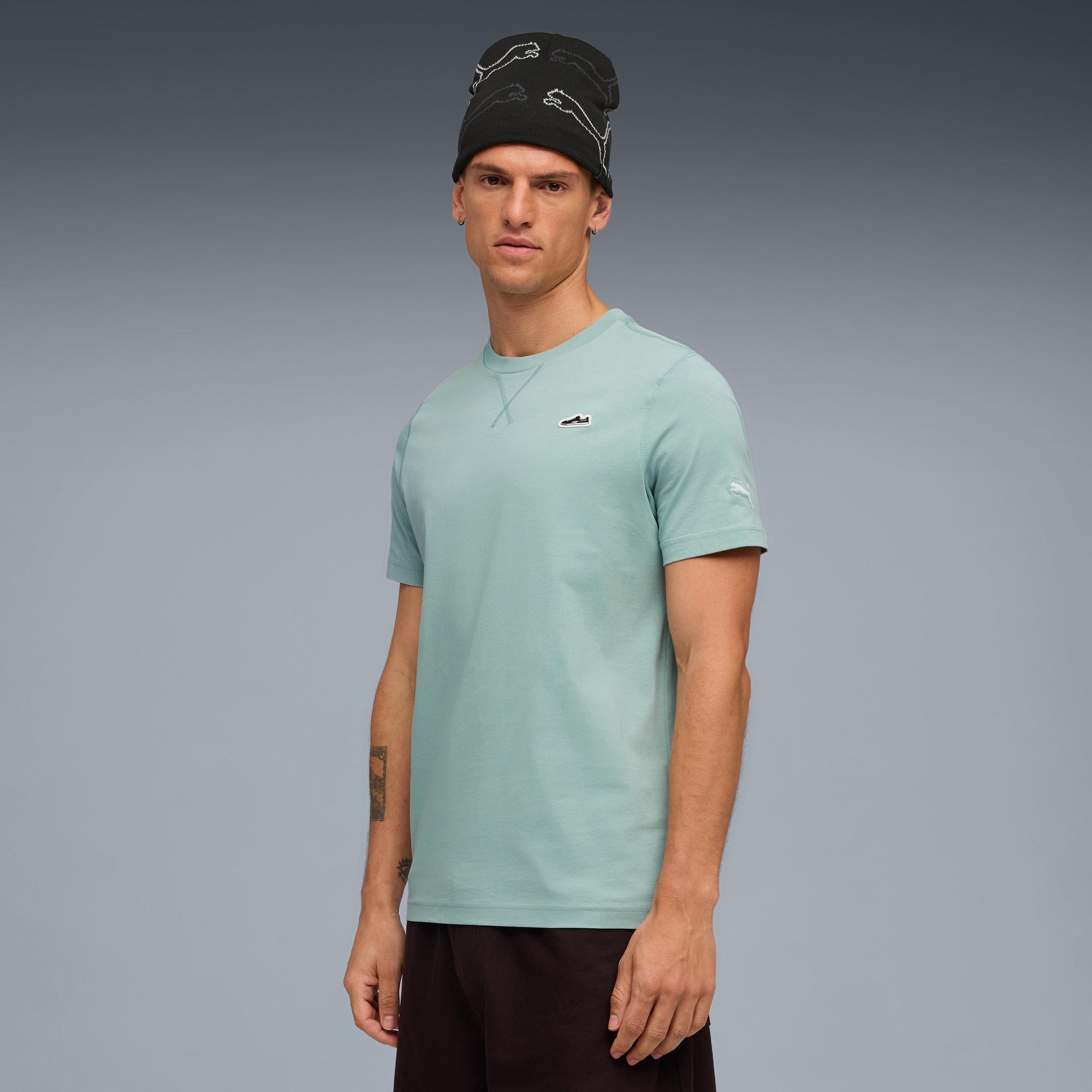WARDROBE ESSENTIALS Suede Logo Men's Tee Product Image