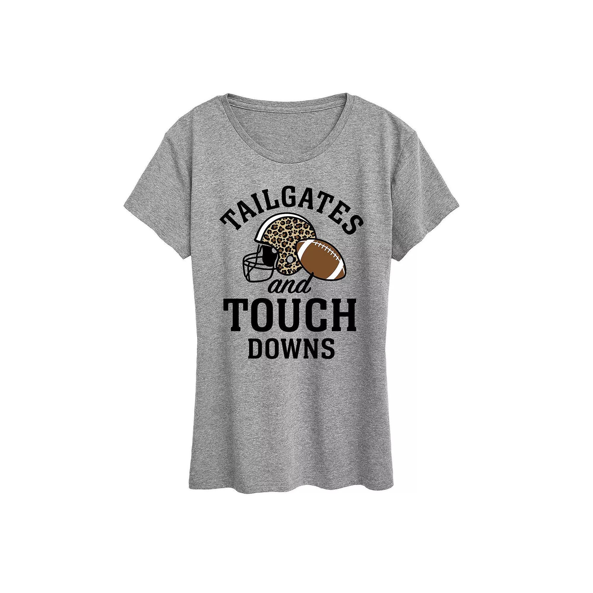 Womens Tailgates Touchdowns Graphic Tee, Girls Grey Green Product Image