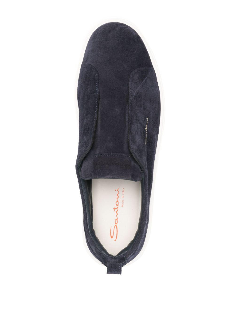 logo-lettering suede sneakers Product Image