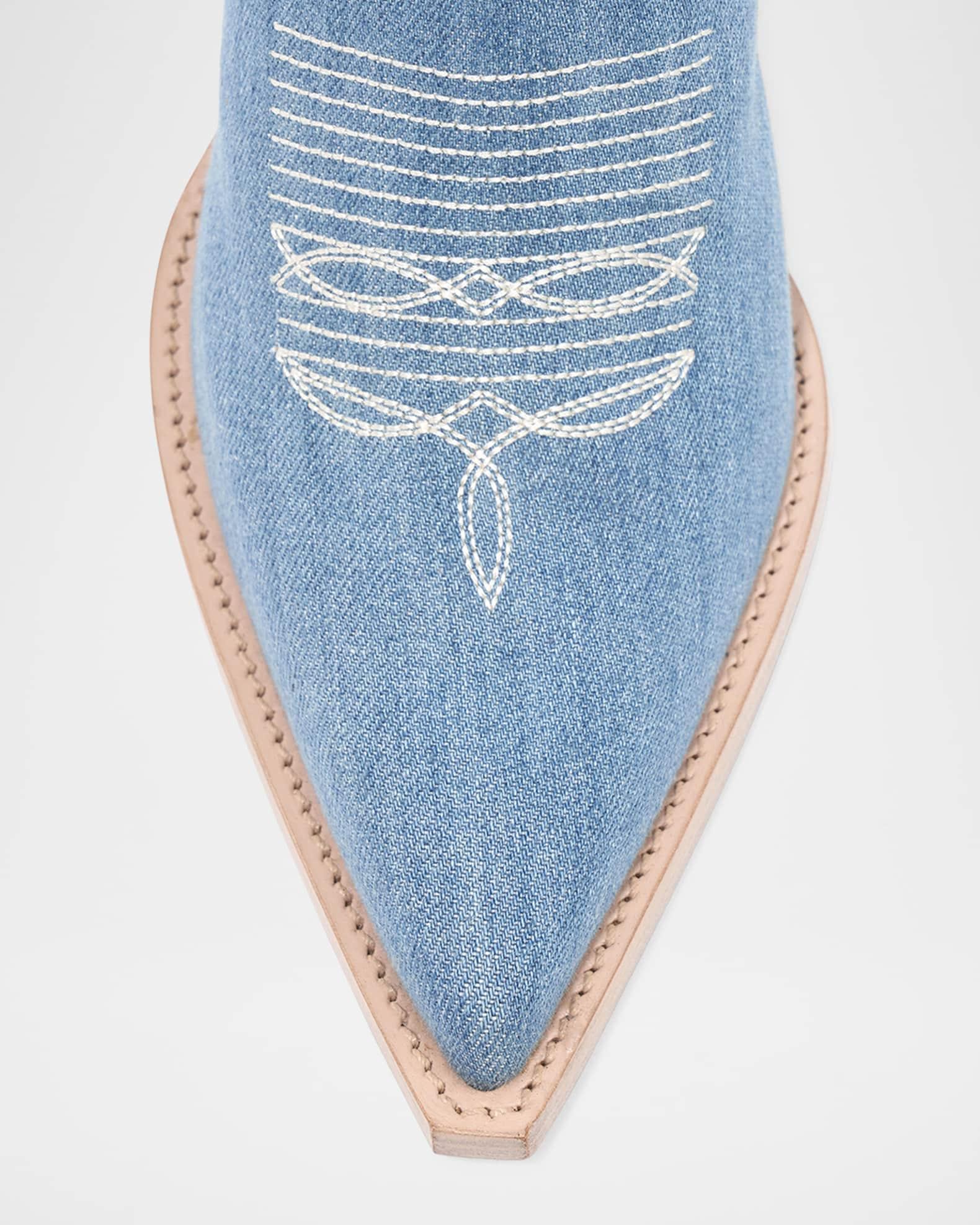 Cherie Denim Western Stiletto Mid Boots Product Image