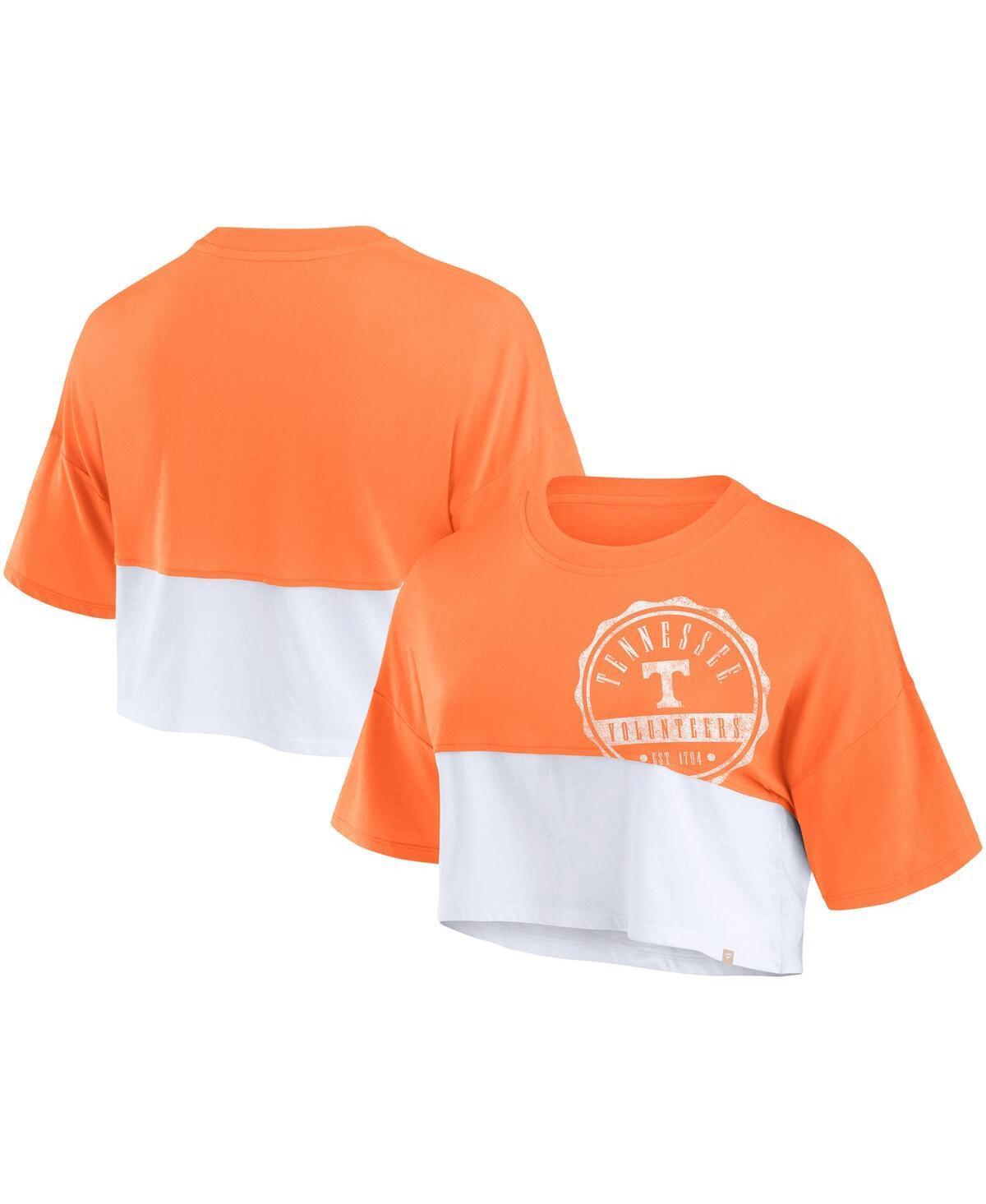 Women's Fanatics Branded Green/White Miami Hurricanes Oversized Badge Colorblock Cropped T-Shirt, Size: Large Product Image