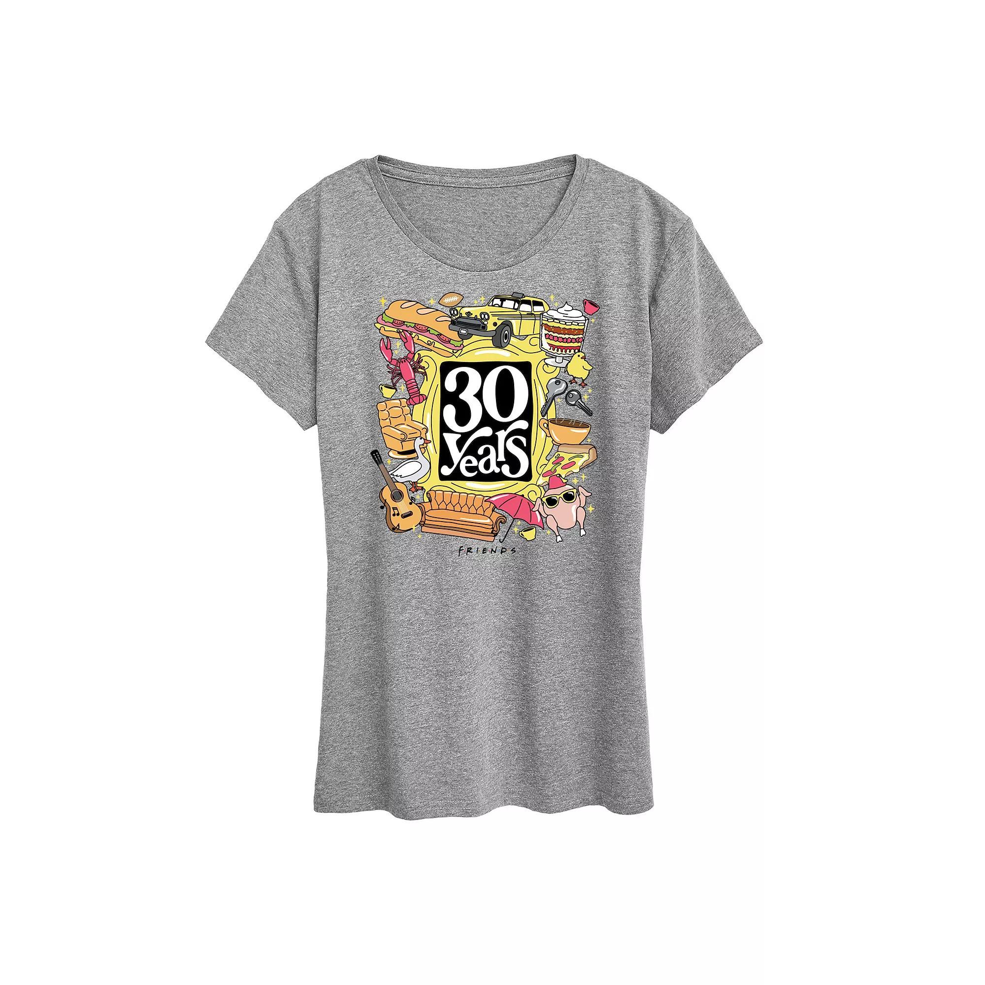 Womens Friends 30 Years Graphic Tee Grey Gray Product Image