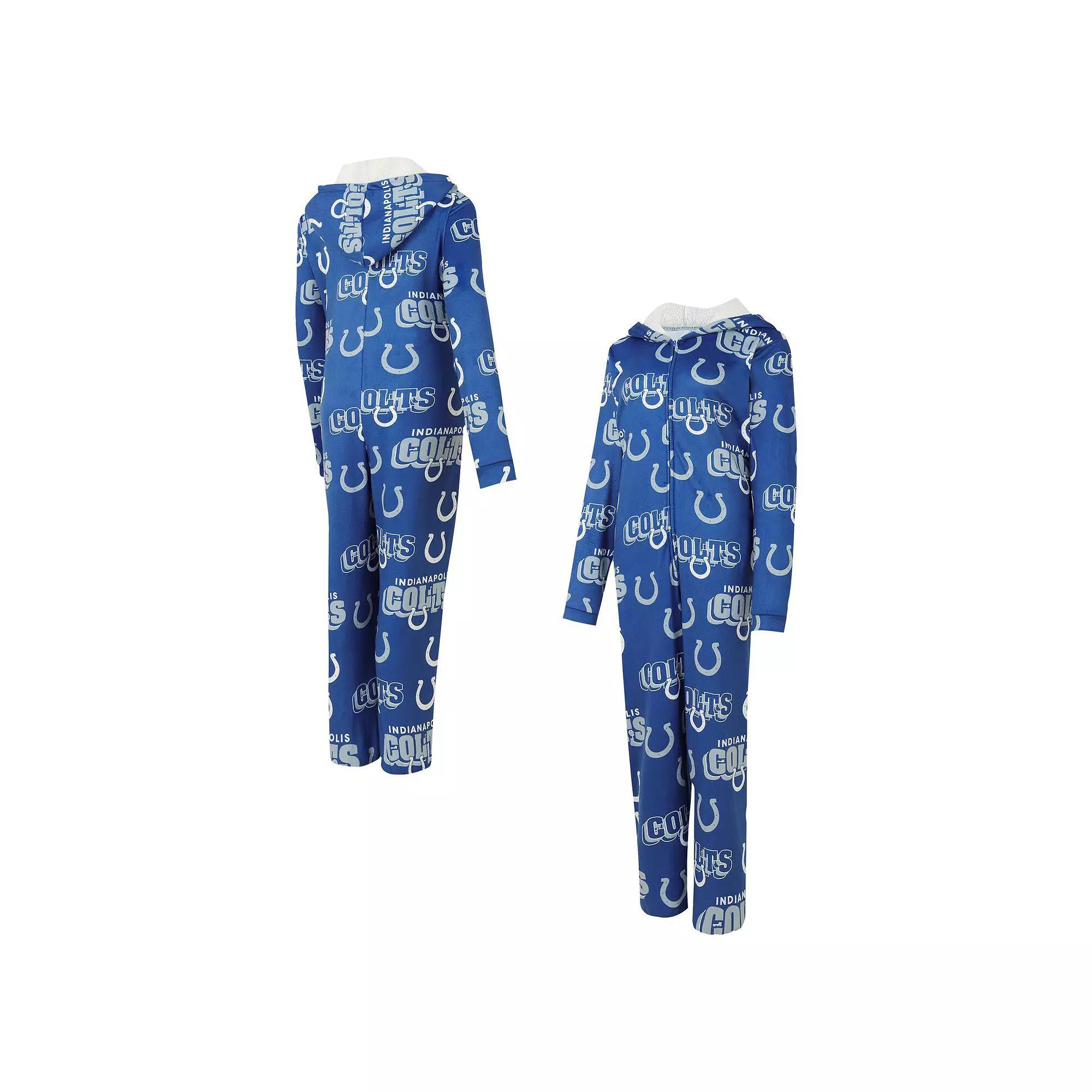 Womens Concepts Sport Royal Indianapolis Colts Roadway Allover Print Microfleece Full-Zip Union Suit Product Image