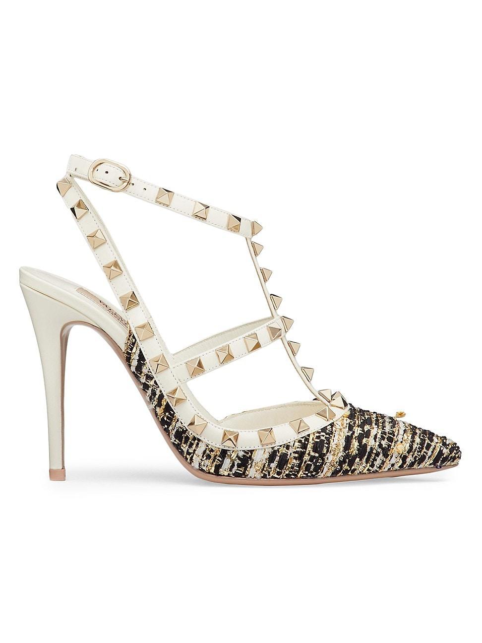 Womens Rockstud Raffia Pumps With Straps Product Image