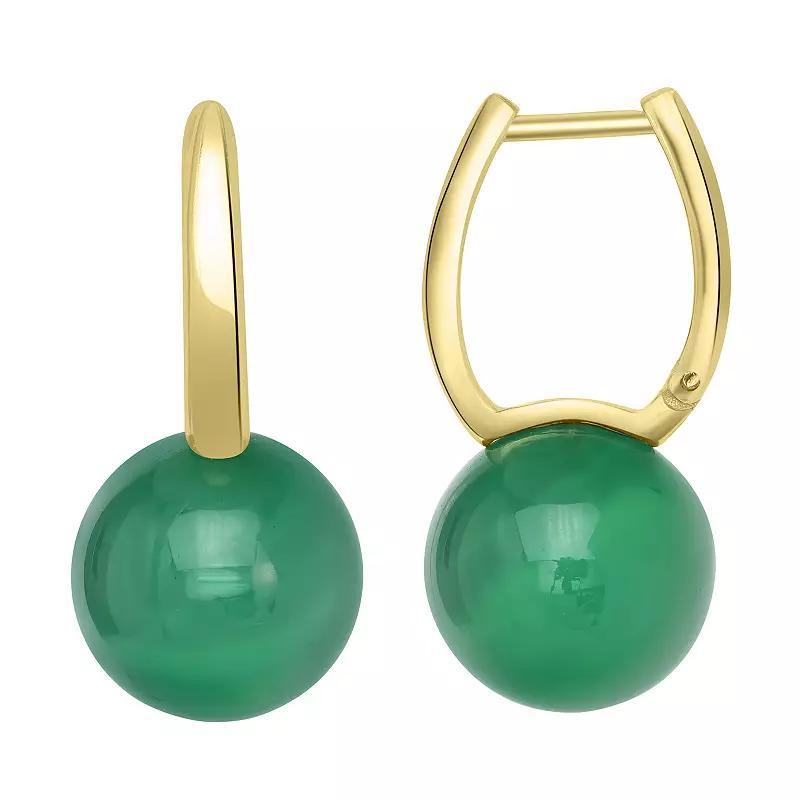 Gemistry 14k Gold Over Sterling Silver Stone Ball Huggie Earrings, Women's, White Product Image