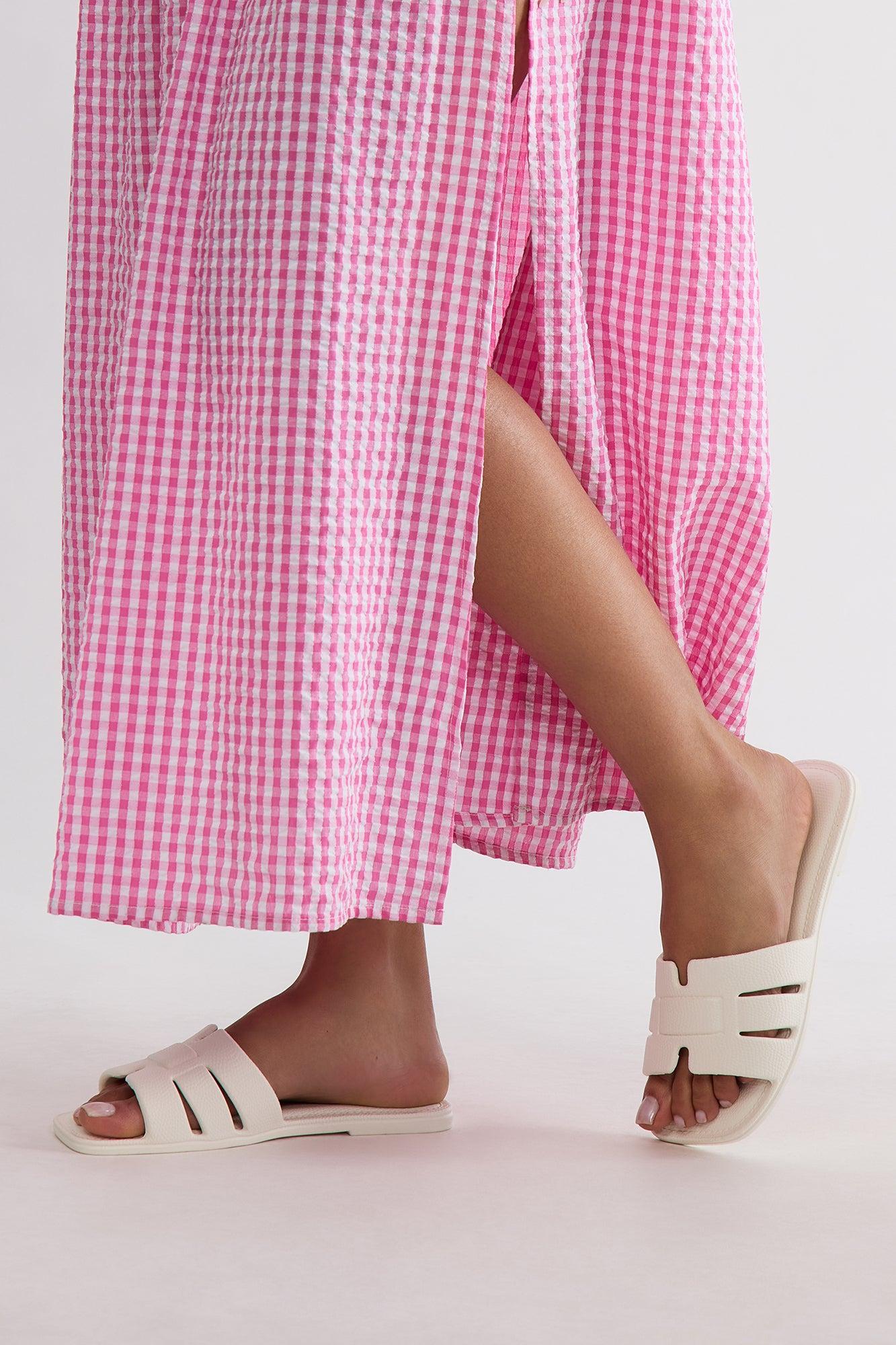 Clay Flat Sandals - White Product Image