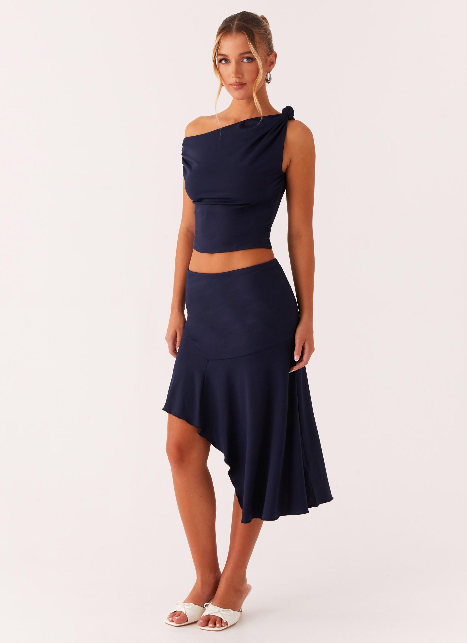 Viola Midi Skirt - Navy Product Image