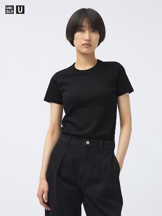 Womens Crew Neck T-Shirt Black Small UNIQLO US Product Image