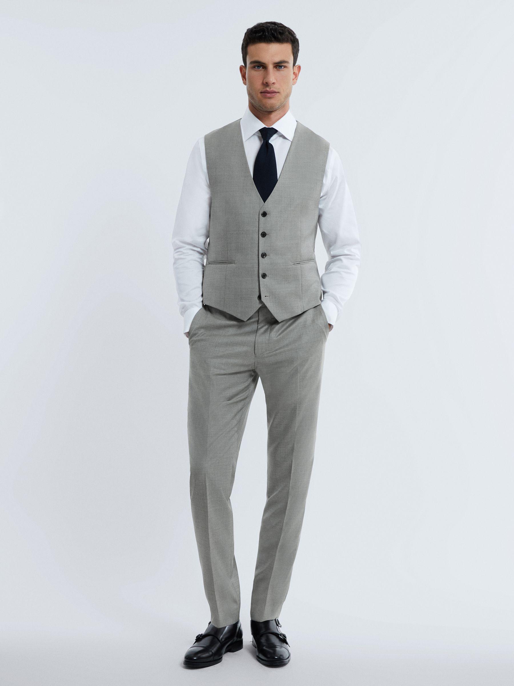 Atelier Wool Cashmere Single Breasted Waistcoat in Grey Melange Product Image