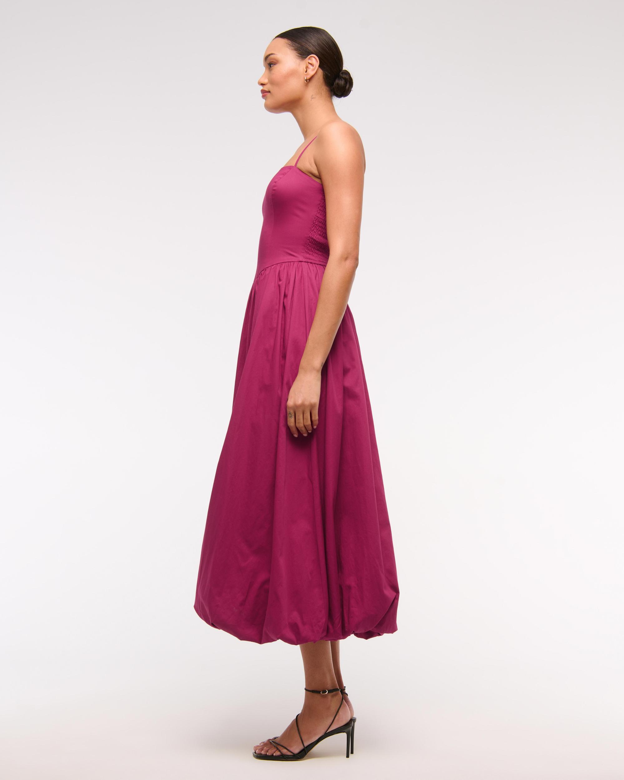 Dipped-Waist Bubble Hem Midi Dress Product Image