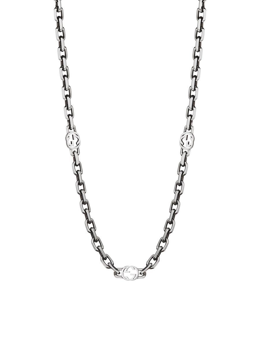 Mens Unisex Sterling Silver Interlocking G Necklace Product Image