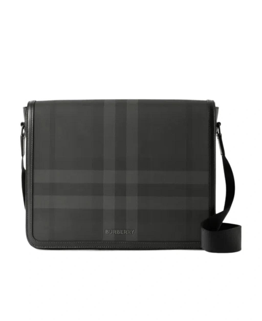 BURBERRY Check-pattern Messenger Bag In Charcoal Product Image