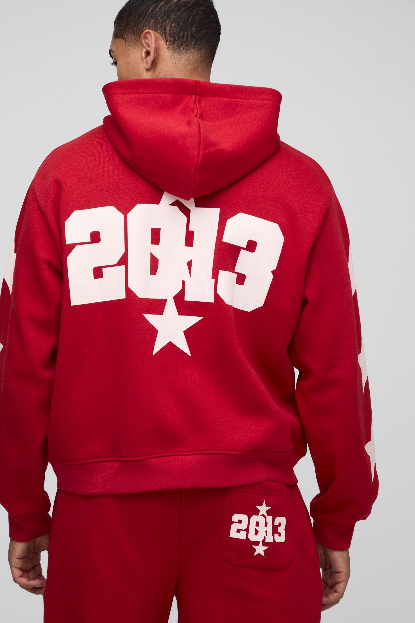 Oversized Boxy Star Short Hooded Zip Tracksuit | boohooMAN USA Product Image