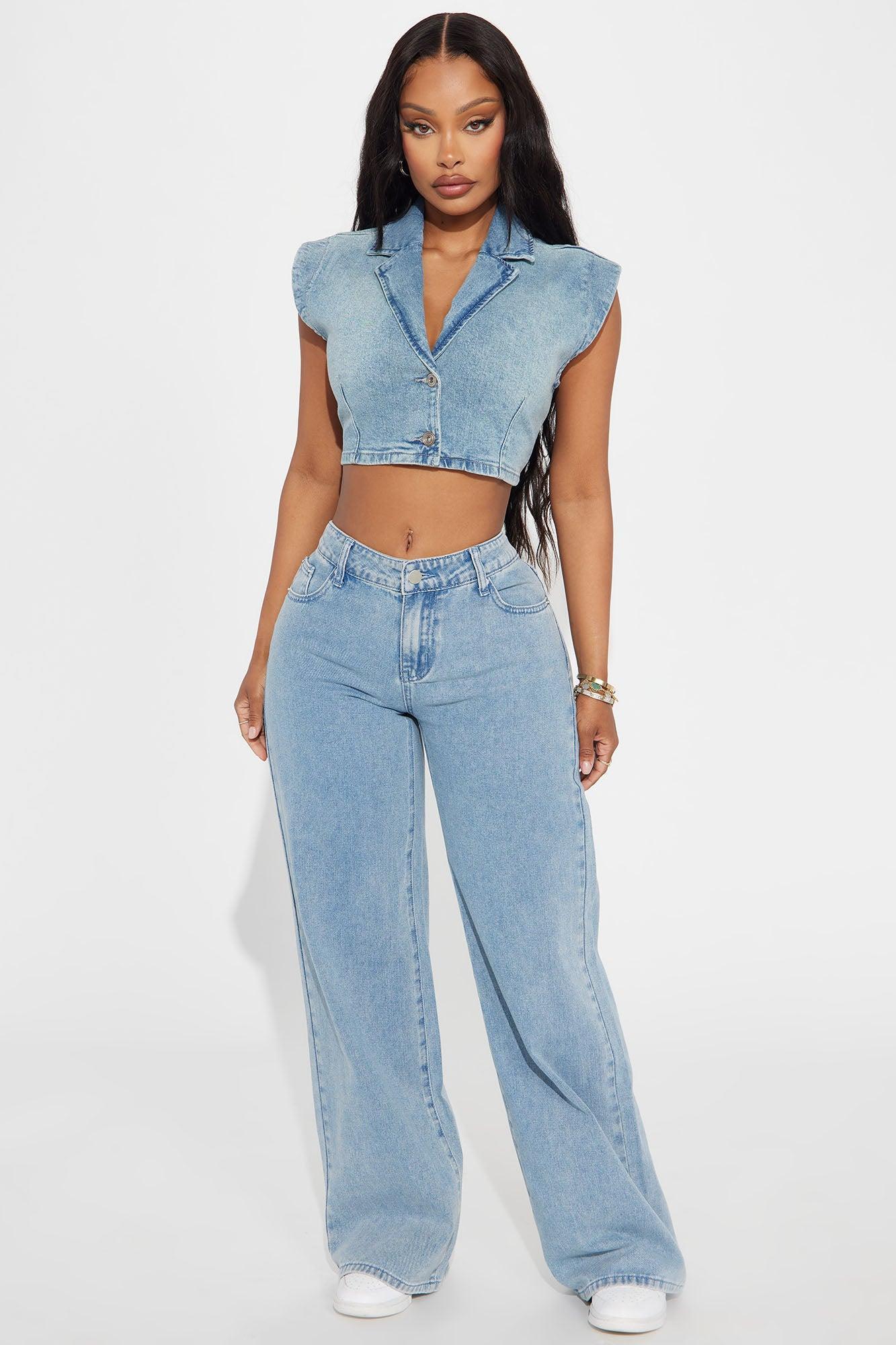 Taking A Bow Embroidered Baggy Jeans - Light Wash Product Image
