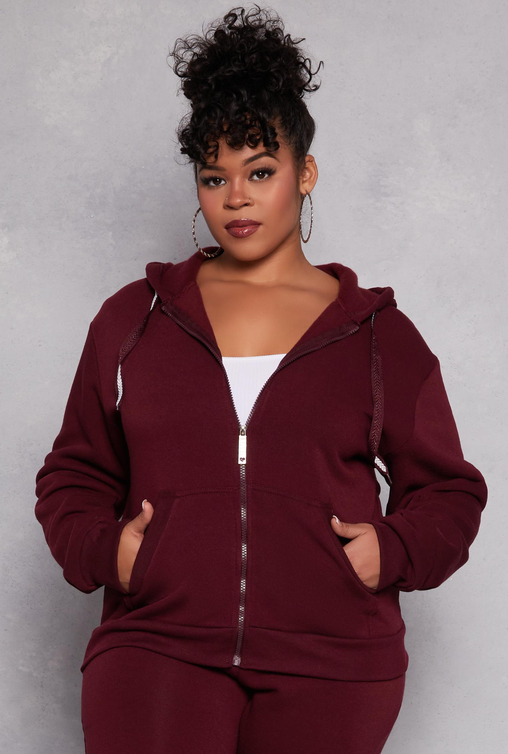 Womens Plus Size Zip Front Hooded Sweatshirt Product Image