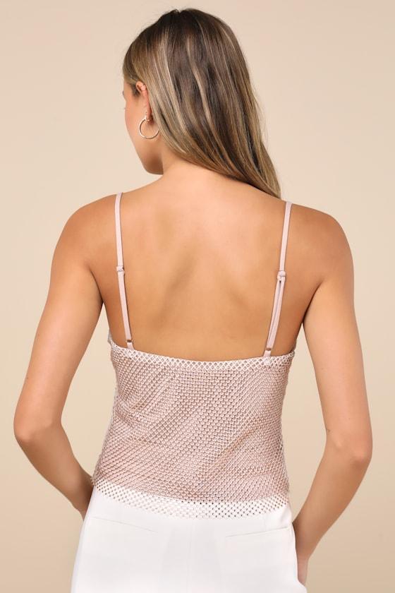 Kanha Champagne Rhinestone Cami Crop Top Product Image