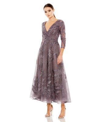 Womens Embellished Faux-Wrap Dress Product Image