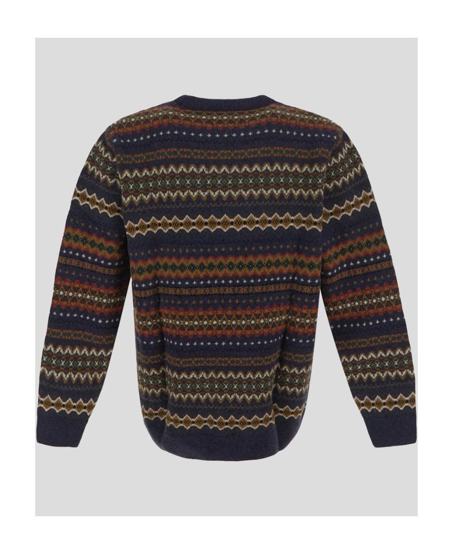 BARBOUR Geometric-print Wool Jumper In Black Product Image