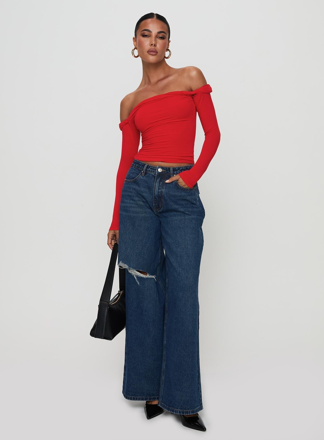Dusky Long Sleeve Top Red Product Image