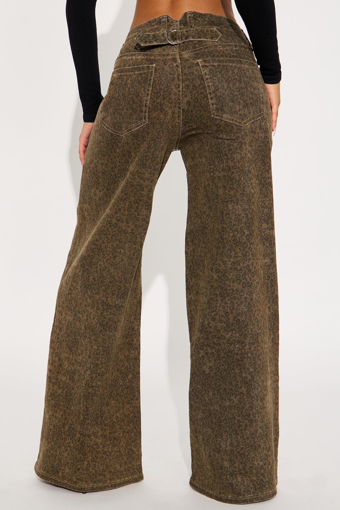 Elsie Leopard Wide Leg Pant - Brown Combo Product Image