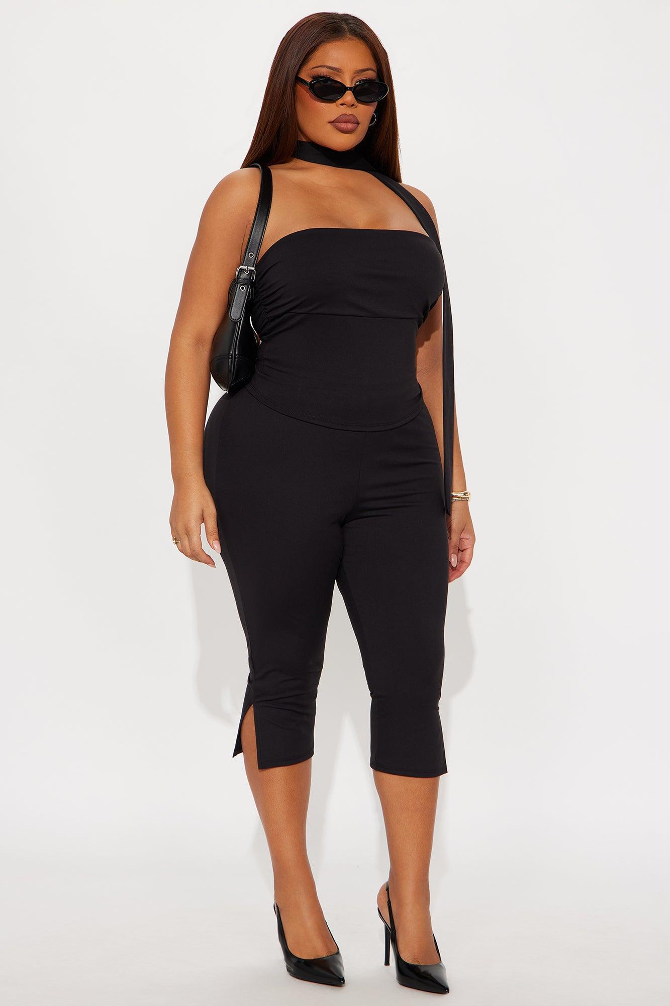 Ava 3 Piece Capri Set - Black Product Image