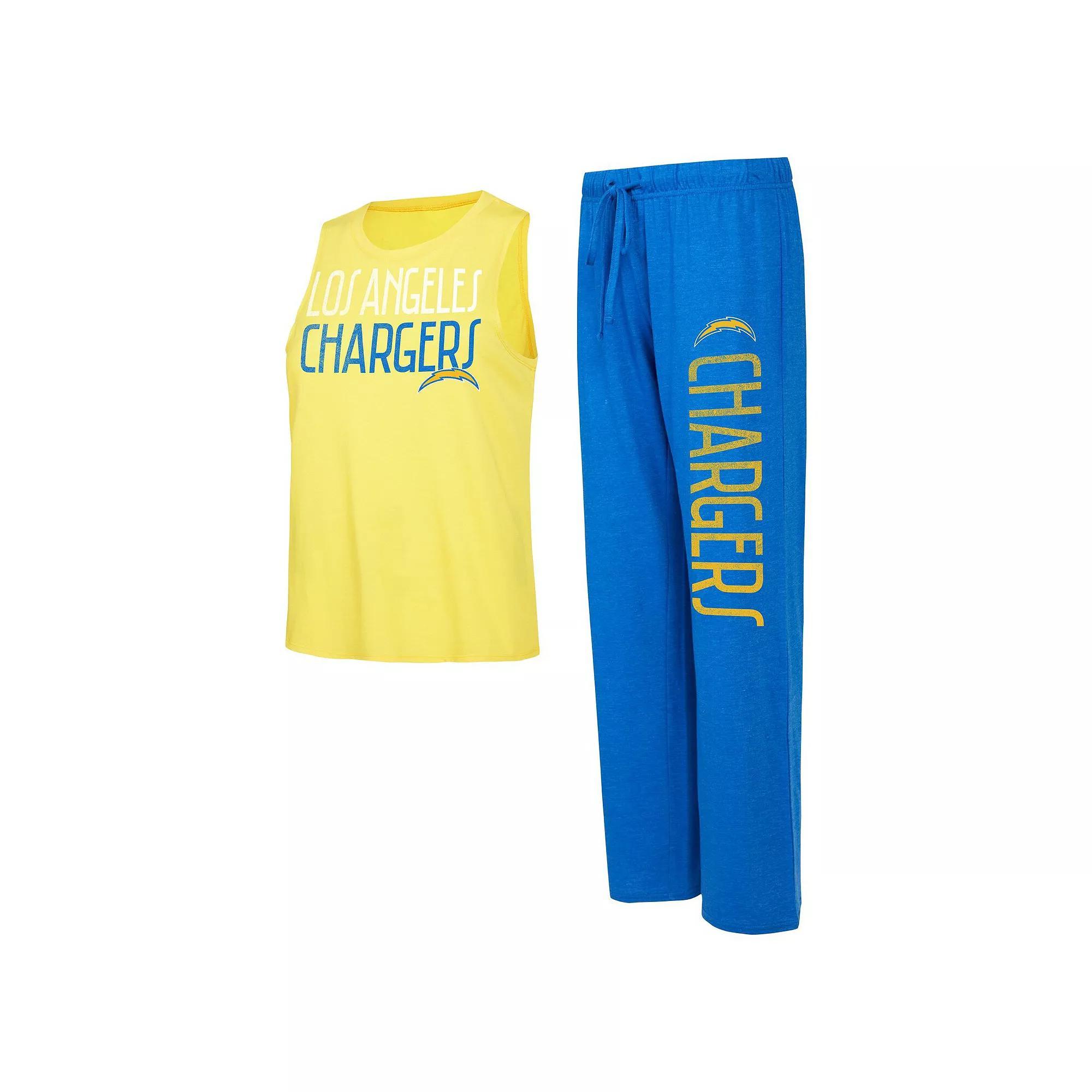 Women's Concepts Sport Royal/Gold Los Angeles Chargers Muscle Tank Top & Pants Lounge Set, Size: Small, Blue Product Image