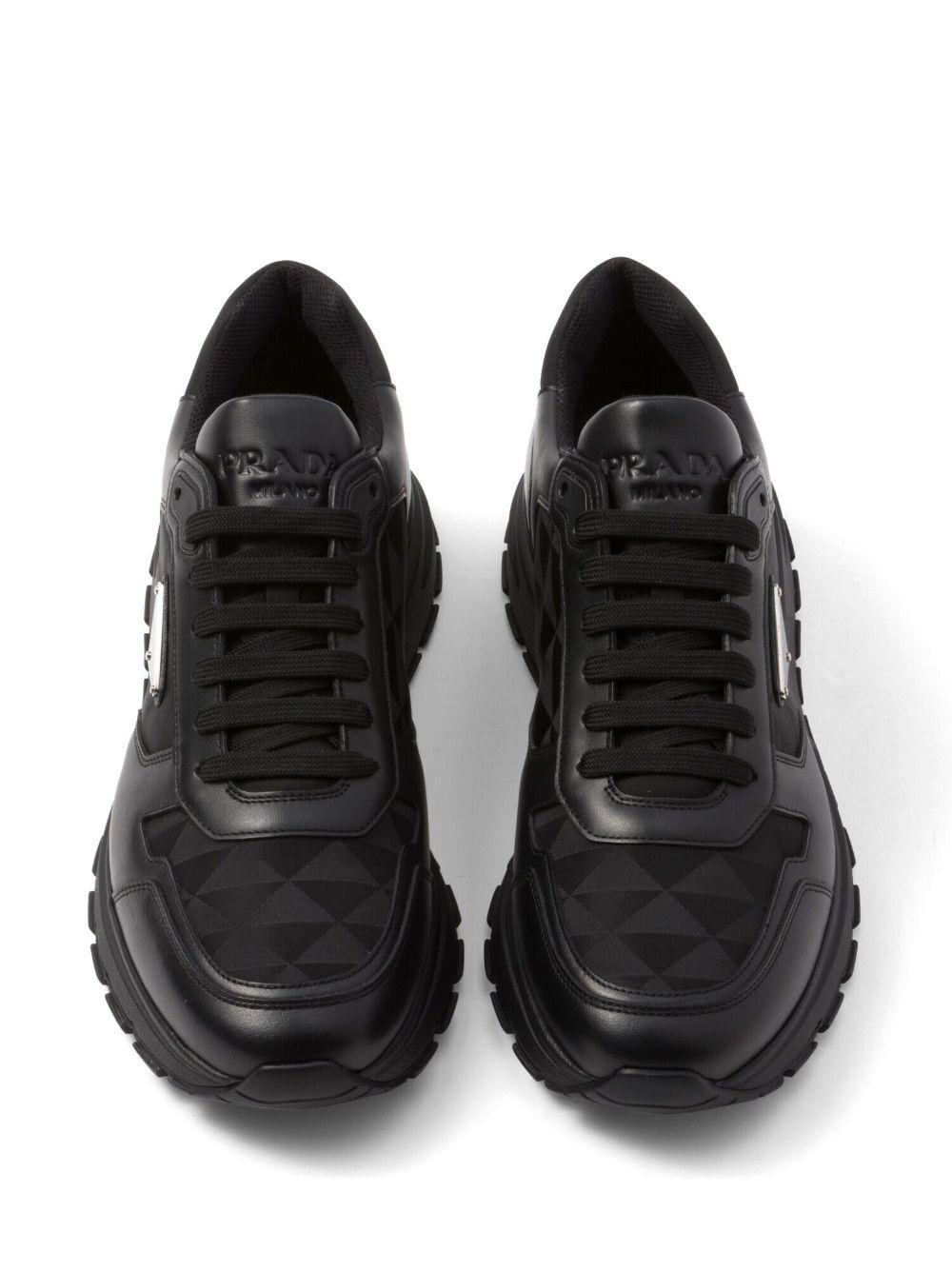 logo-jacquard leather sneakers Product Image