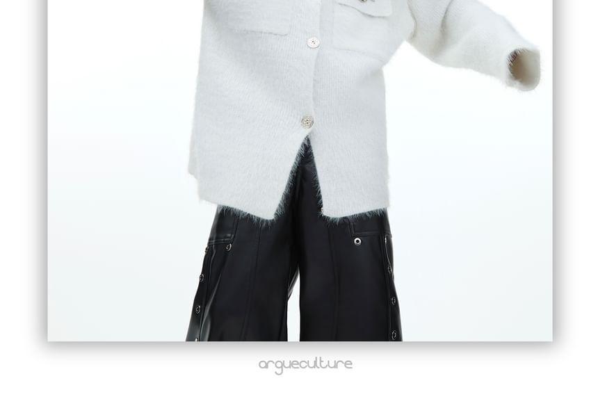 Collar Applique Buckled Button Jacket Product Image