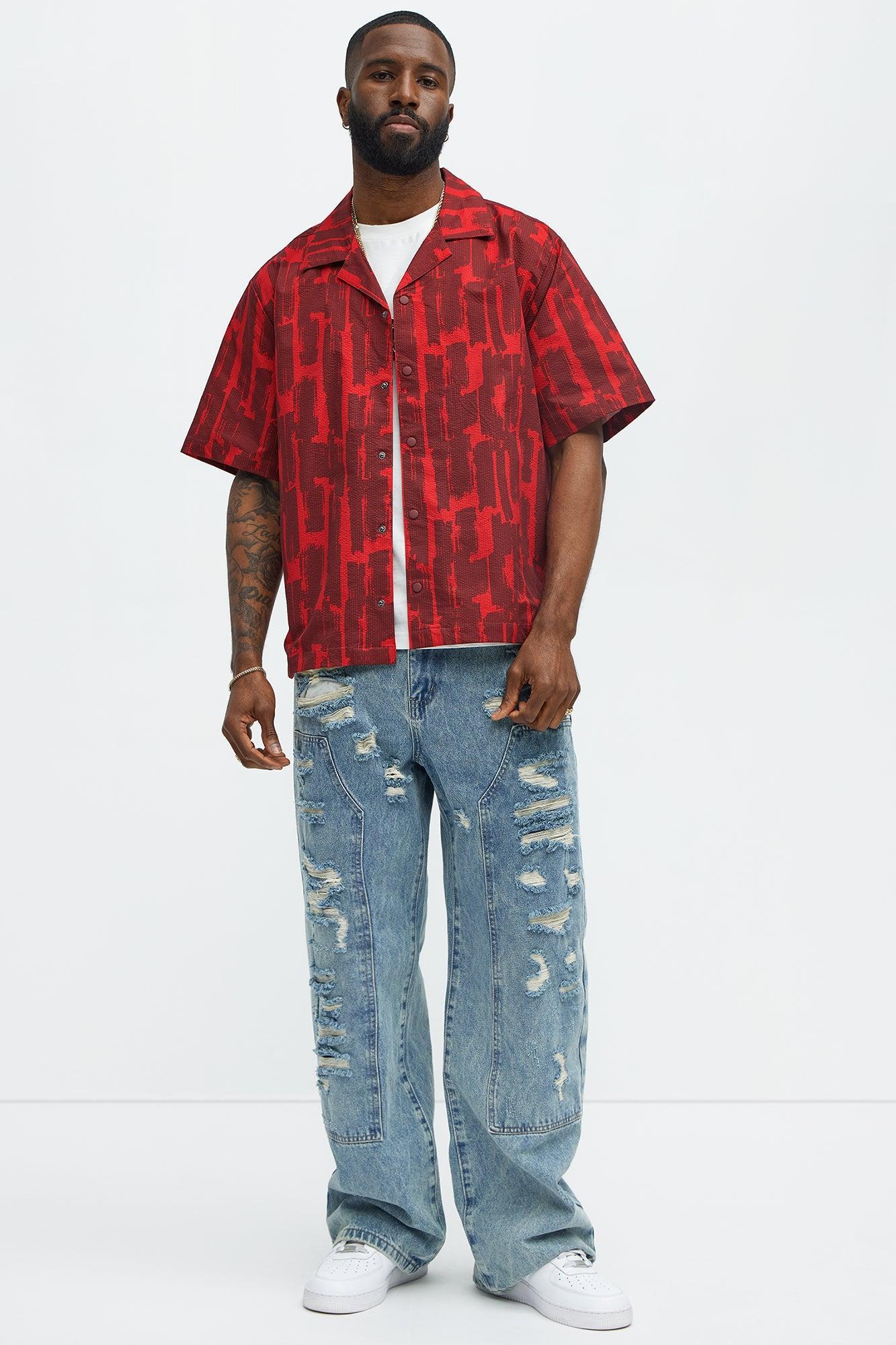 Be About It Distressed Carpenter Baggy Jeans - Light Wash Product Image
