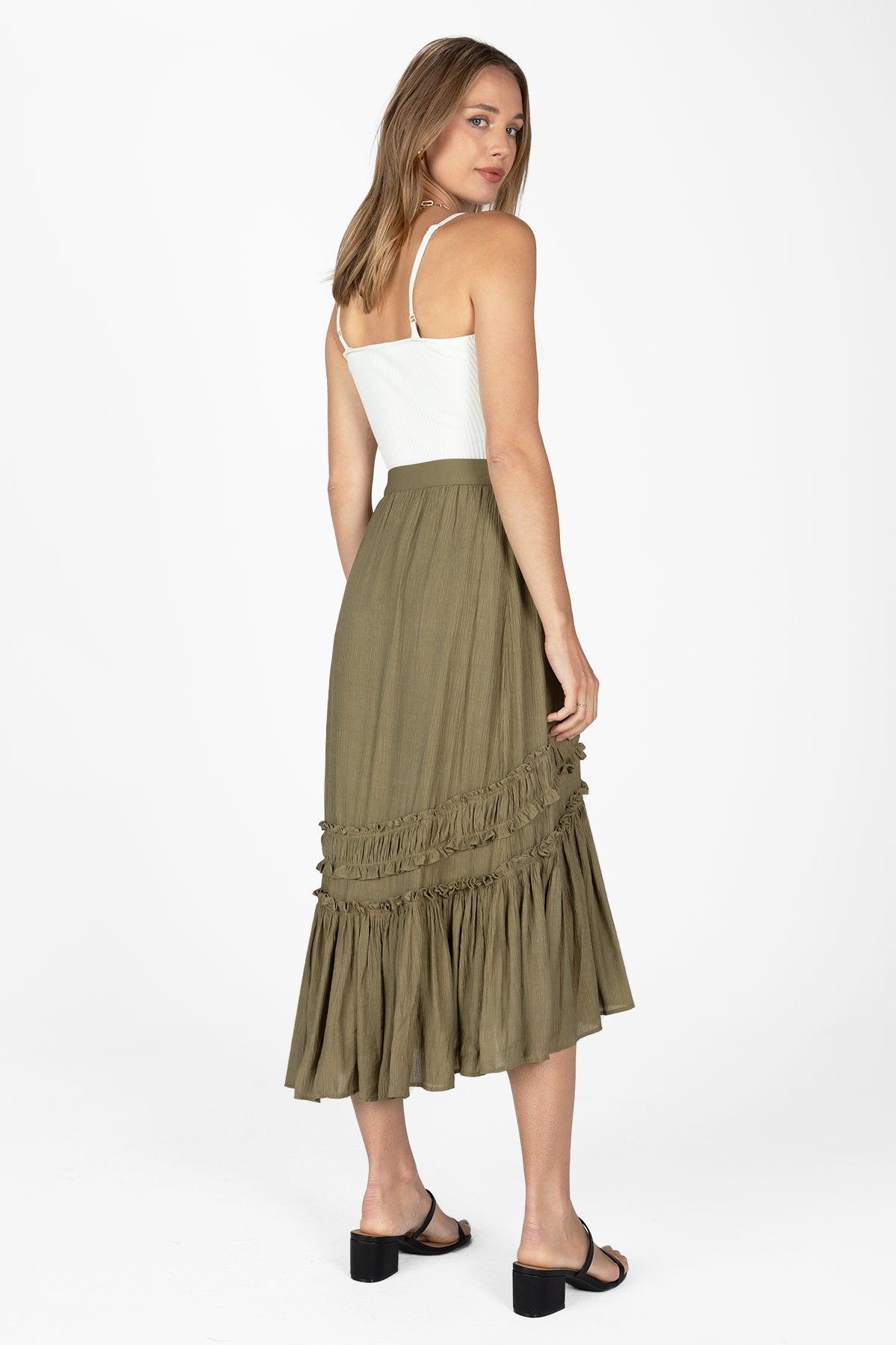 Asymmetical Ruffle Midi Skirt Product Image