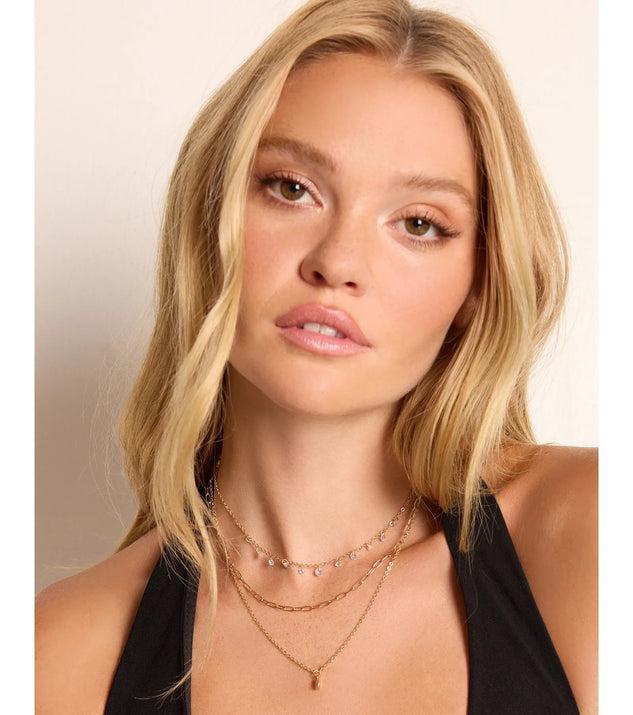 Glitzy Glimmer Layered Charm Necklace Set Product Image