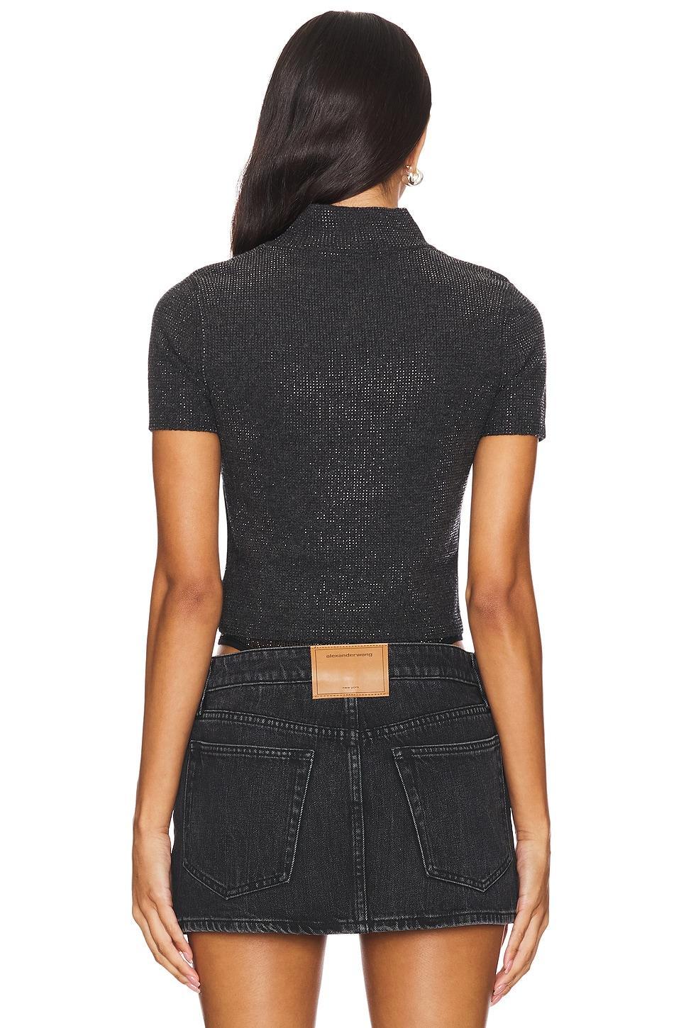 Mock Neck Tee With All Over Hotfix Crystal Alexander Wang Product Image