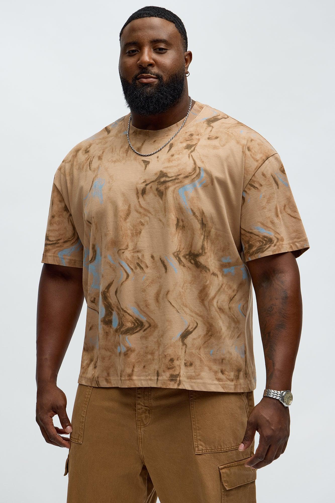 Marble Print Relaxed Tee - Taupe Product Image