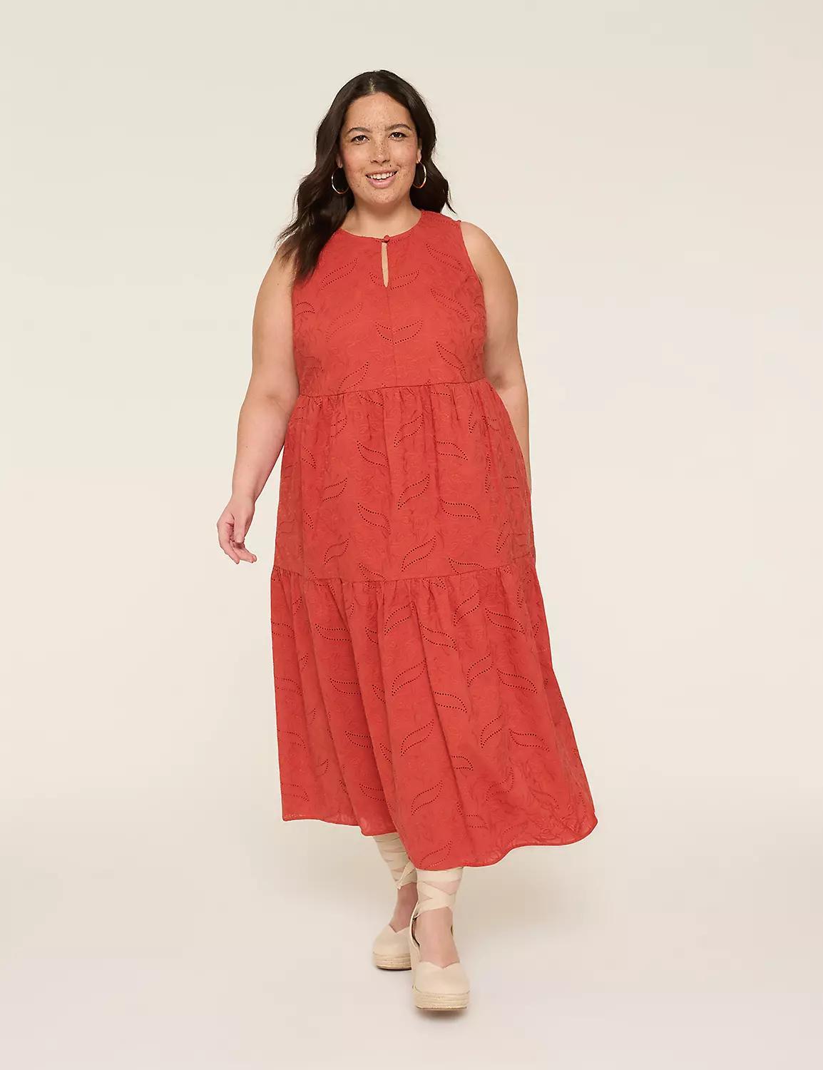 Embroidered Eyelet Tiered Maxi Dress Product Image