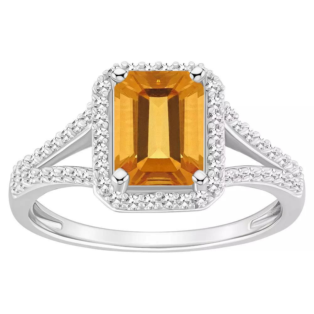 Celebration Gems Sterling Silver Gemstone & 1/4 Carat T.W. Diamond Halo Ring, Womens Peridot Product Image