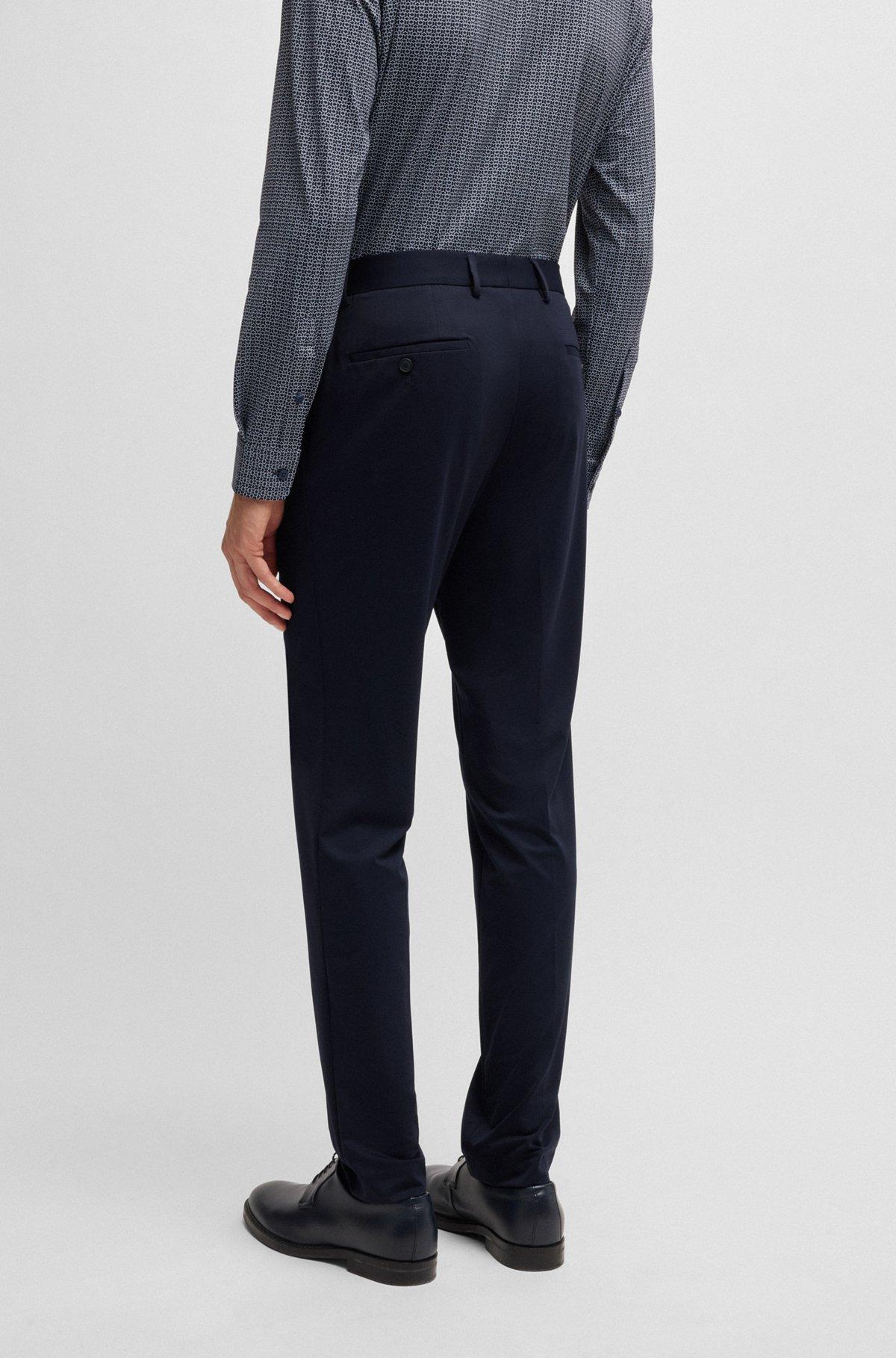 BOSS - Slim-fit washable suit in patterned performance-stretch fabric - Dark Blue Product Image
