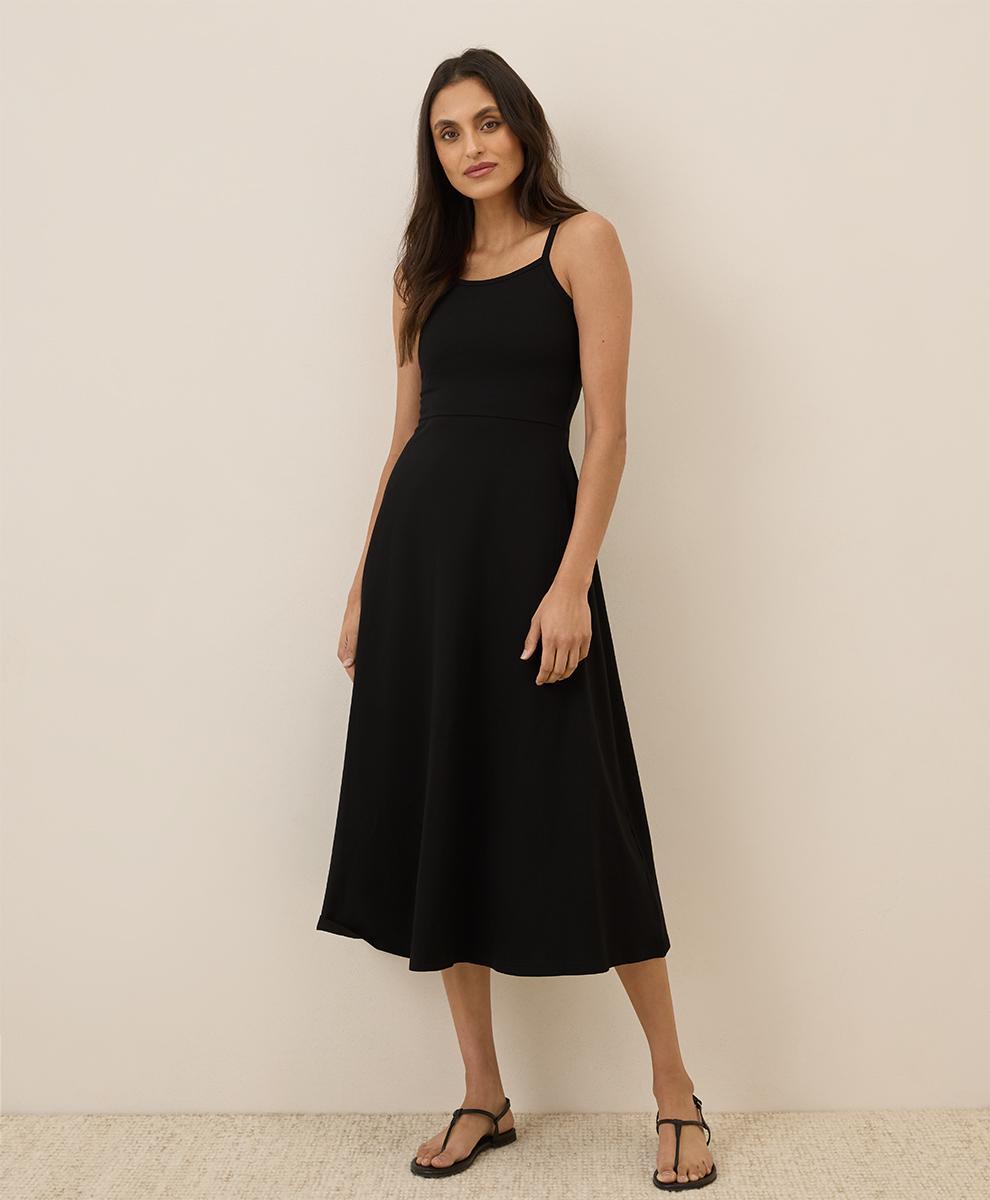 Women's Black Fit & Flare Midi Dress HS Product Image