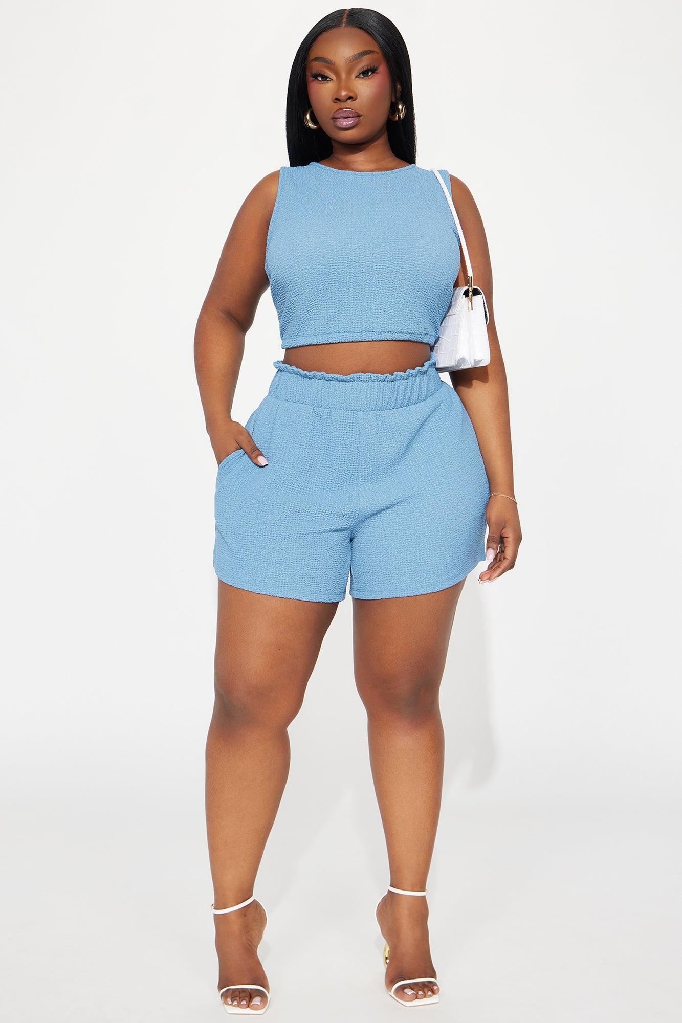 Viana Textured Short Set - Blue Product Image